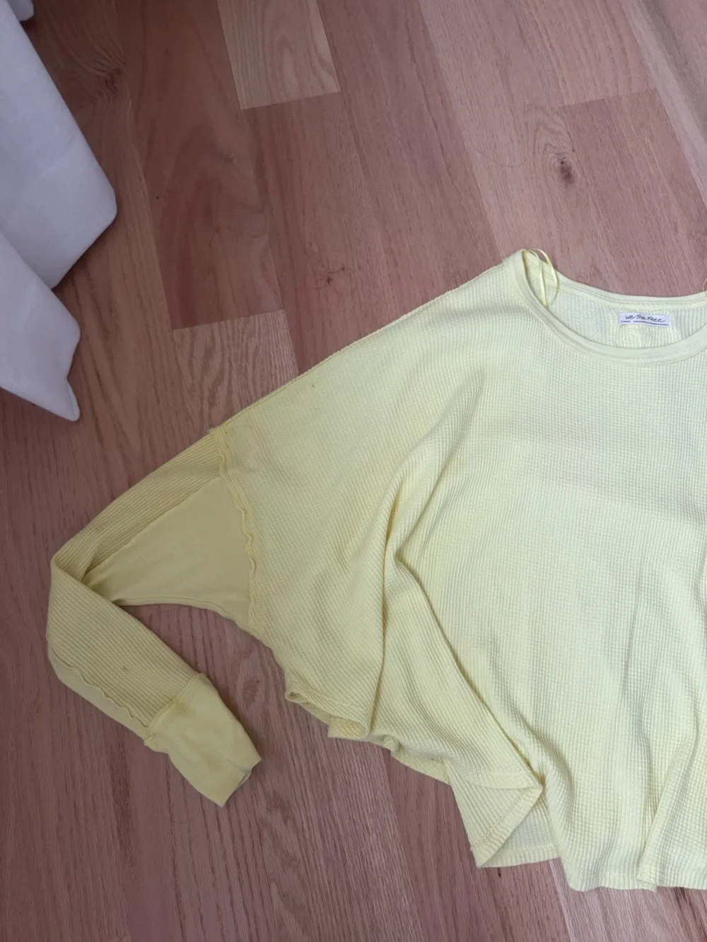 Free People Yellow Waffle Knit Crewneck Top - Picture 2 of 4